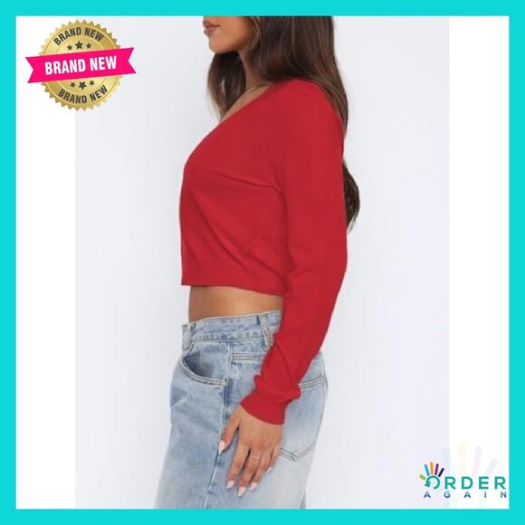 Long Sleeve Open Front Cropped Cardigan Lightweight Button Down Chic - Picture 6 of 8